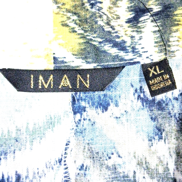 Iman XL Abstract Print 100% Cotton Cozy Blazer/Topper 3/4 Sleeve Never Worn - Picture 2 of 9